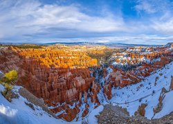 Góry, Skały, Śnieg, Park Narodowy Bryce Canyon, Stan Utah, Stany zjednoczone
