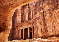 Jordania, Petra, Ruiny, Budowla, Skarbiec Faraona Al-Chazna, Skały