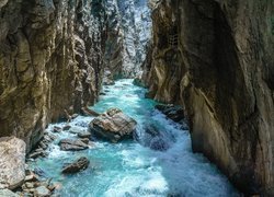 Rzeka, Wąwóz Gletscherschlucht Rosenlaui, Skały, Kamienie, Szwajcaria