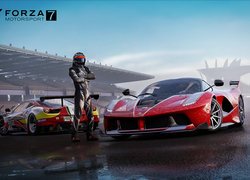 Gra, Forza Motorsport 7, Ferrari, Czerwone, Kierowca