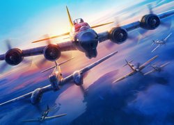 Gra, World of Warplanes, Samoloty, Chmury, Niebo