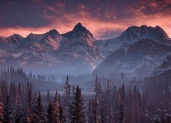 Gra, Horizon Zero Dawn : The Frozen Wilds, Krajobraz, Góry, Las