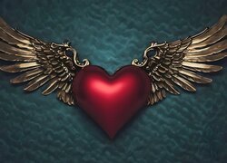 Serce ze złotymi skrzydłami