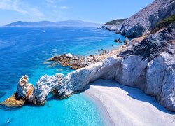 Grecja, Wyspa, Skiatos, Morze, Plaża, Lalaria Beach, Skały