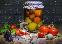 Pomidory, Przyprawy, Słoik, Przetwory