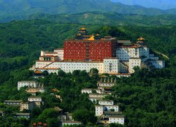 Zalesione, Góry, Las, Świątynia, Putuo Zongcheng Temple, Chengde, Chiny