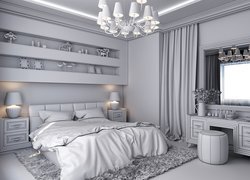 Sypialnia w bieli i szarości