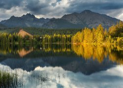 Góry, Tatry Wysokie, Lasy, Szczyrbskie Jezioro, Chmury, Słowacja