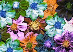 Tapeta z kolorowymi kwiatami w grafice