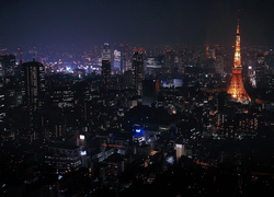 Tokio, Tokyo Tower, Miasto nocą
