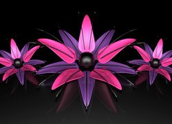 Grafika 3D, Trzy, Kwiaty