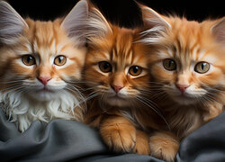 Trzy rude koty w kocyku
