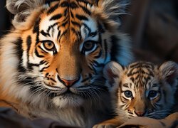 Tygrys i małe tygrysiątko