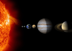 Układ Słoneczny z gwiazdami, Słońcem i planetami