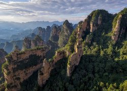 Chiny, Prowincja Hunan, Góry Wuling Shan, Yangjiajie Scenic Area, Rezerwat przyrody Wulingyuan, Skały, Lasy