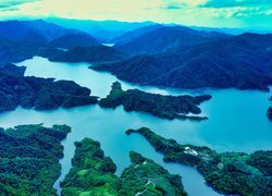 Jezioro Qiandao Hu, Jezioro Tysiąca Wysp, Góry, Drzewa, Lasy, Prowincja Zhiejiang, Chiny