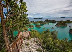 Widok na wysepki Fam Islands w archipelagu Raja Ampat w Indonezji