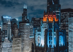 Widok na zabytkowy budynek Tribune Tower w Chicago