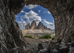 Jaskinia, Grota, Skała, Góry, Dolomity, Masyw, Tre Cime di Lavaredo, Włochy