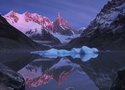 Argentyna, Patagonia, Góry, Ośnieżone, Jezioro, Laguna Torre, Odbicie, Park Narodowy Los Glaciares