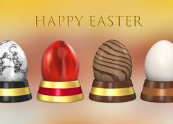 Wielkanoc, Pisanki, Podstawki, Napis, Happy Easter