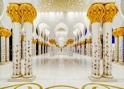 Zjednoczone Emiraty Arabskie, Miasto Abu Dhabi, Meczet Marii Matki Jezusa, Wielki Meczet Szejka Zayeda, Kolumny, Złoto, Marmur