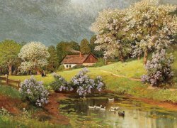 Wieś wiosną w malarstwie Aloisa Arneggera