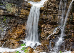 Skała, Wodospad, Kuhaway Waterfall, Bawaria, Niemcy