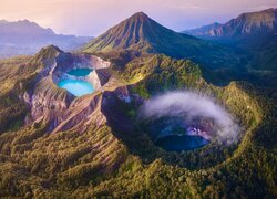 Indonezja, Wyspa, Flores Island, Wulkan, Kelimutu, Jeziora, Krater, Mgła, Góry