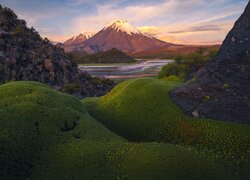 Chile, Park Narodowy Lauca, Góry, Wulkan, Parinacota, Dolina