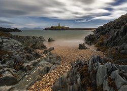 Walia, Wyspa Anglesey, Latarnia morska Llanddwyn Lighthouse, Skały, Morze