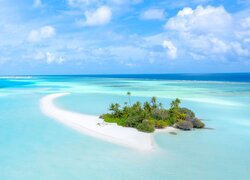 Malediwy, Morze, Wyspa, Palmy, Z lotu ptaka