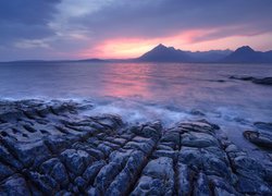 Morze, Skały, Zachód słońca, Wyspa Skye, Wieś Elgol, Szkocja