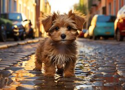 Yorkshire terrier na ulicy
