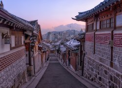 Zabytkowe, Domy, Uliczka, Bukchon Hanok Village, Seul, Korea Południowa