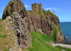Ruiny, Zamek Dunnottar, Skały, Klif, Stonehaven, Szkocja