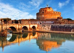Włochy, Rzym, Zamek Świętego Anioła, Mauzoleum Hadriana, Grobowiec, Rzeka Tyber, Rzeźby