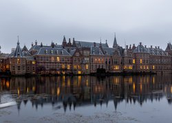 Holandia, Haga, Domy, Binnenhof, Staw Hofvijver