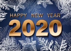 Nowy Rok, 2020, Cyfry, Napis, Happy New Year, Grafika