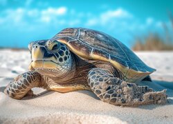 Żółw morski na plaży