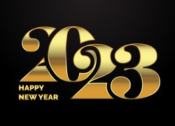 Nowy Rok, Sylwester, Data, 2023, Napis, Szczęśliwego Nowego Roku, Tło, Czarne