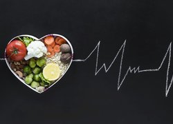 Jedzenie, Warzywa, Serce, Zdrowa, Żywność, Wykres, Elektrokardiogram, Czarne tło
