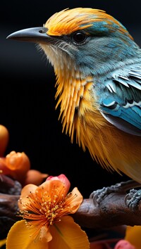 Kolorowy ptak na gałęzi w zbliżeniu