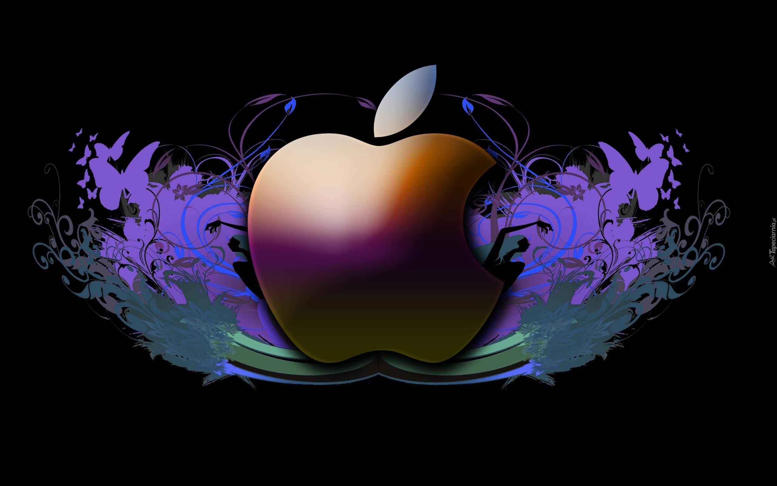 Logo, Apple, Fioletowa, Grafika