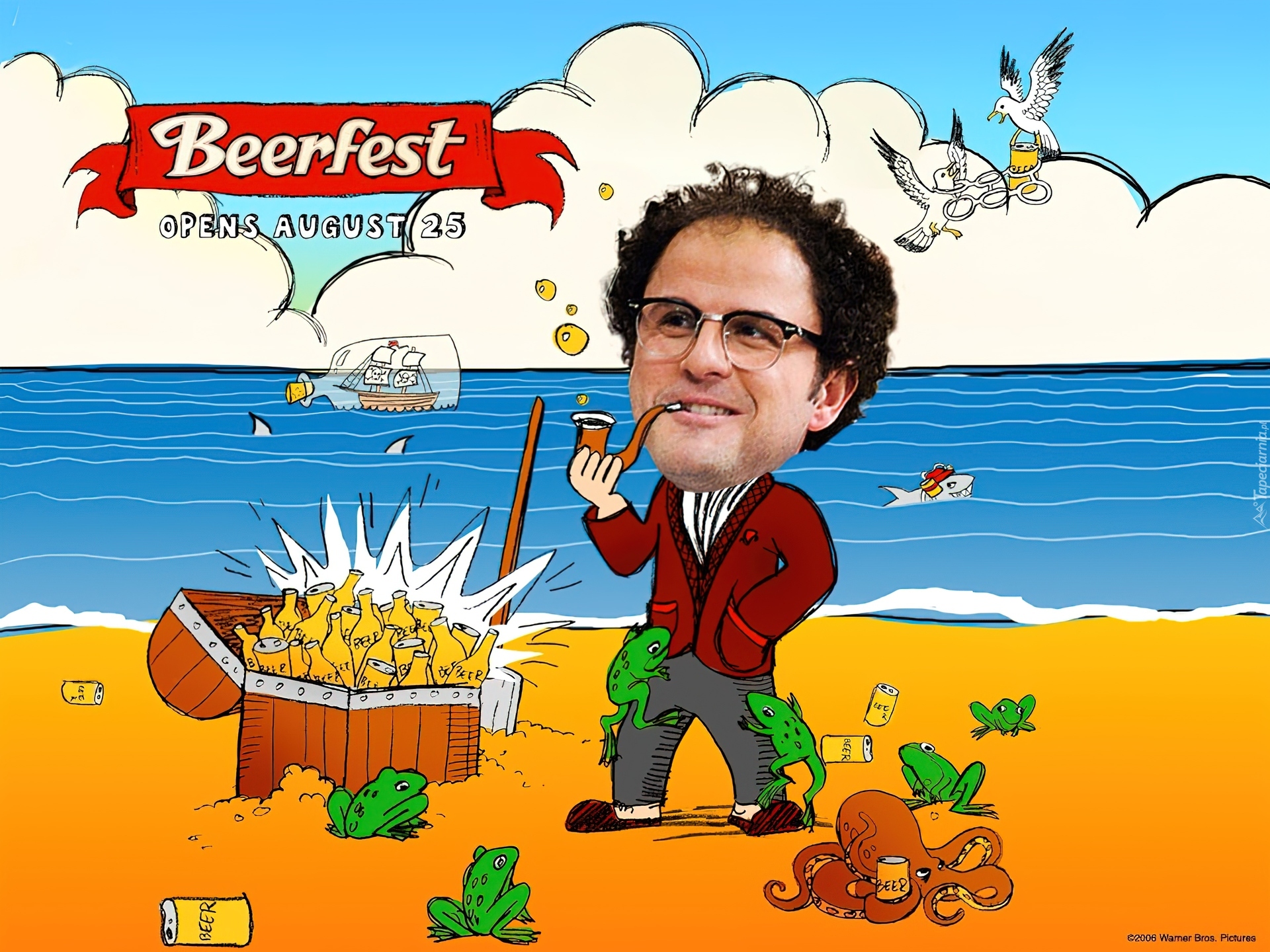 Beerfest, mężczyzna, fajka, plaża