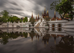 Pałac, Staw, Odbicie, Chiang Mai, Tajlandia