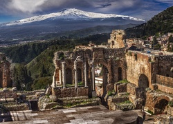 Włochy, Sycylia, Góry, Lasy, Ruiny, Teatru