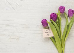 Tulipany, Karteczka, Napis, Dzień Matki