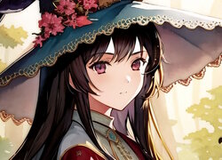 Dziewczynka w dużym kapeluszu w anime