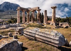 Zabytek, Ruiny, Świątynia Apollina, Korynt, Grecja